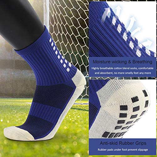 Anti-slip Sport Socks Athletic Socks Non-slip Rubber Grip for Football, Rugby, Basketball, Running, Hiking, YogaPilates (Blue Socks) One Size2