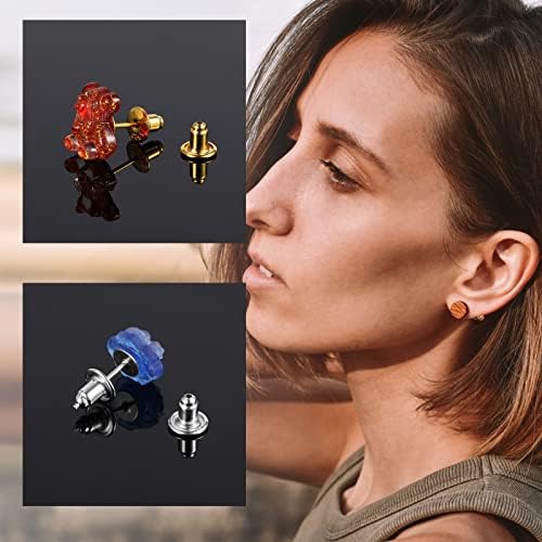KINBOM 8pcs Bullet Locking Earring Backs, Earring Backings Hypoallergenic Earring Stoppers for Studs Earring Hooks