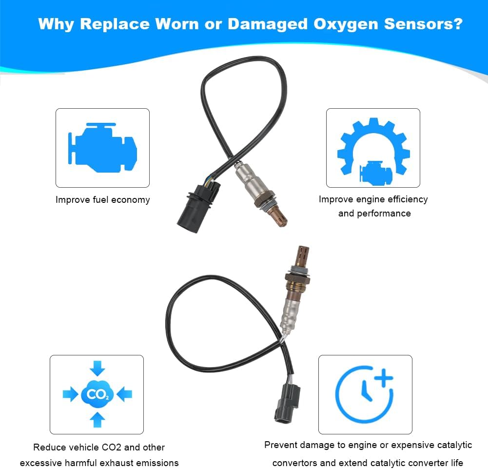 JDMON 2PCS O2 Oxygen Sensor Replacement for 2016-2020 Kia Optima, Sorento 2.4L, Hyundai Santa Fe, Sonata, Tucson Compatible with 250241283, 25025062