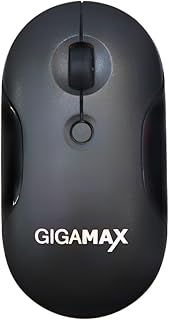 جيجاماكس ماوس بلوتوث لاسلكي GM-10 - نقرة صامتة - USB لاسلكي وبلوتوث - قابل لإعادة الشحن - 1800 نقطة لكل بوصة - أسود
