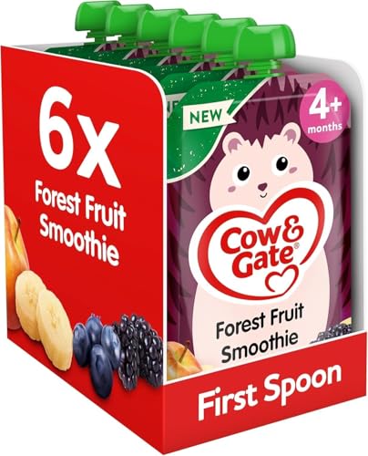 Cow & Gate Baby Food Pouches - Forest Fruit - Baby Snacks for Weaning Toddlers and Kids - Fruit Pouch Multipack - 4+ Months - 100g (Pack of 6)