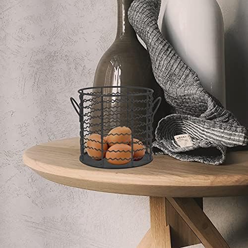 Cabilock Egg Holder Basket Chicken Egg Storage Basket Decorative Kitchen Metal Wire Fruit Vegetable Storage Baskets Black