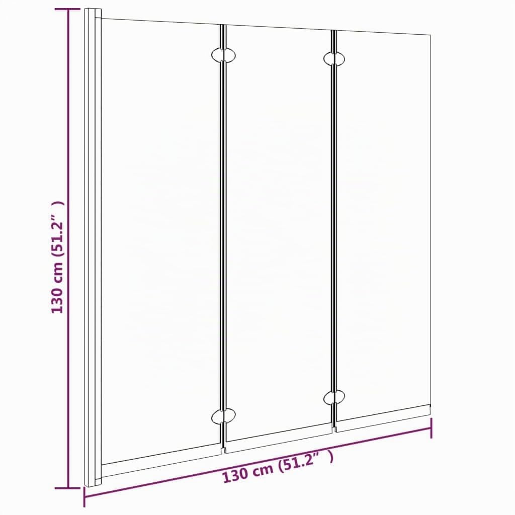 vidaXL Mampara de ducha plegable de 3 paneles ESG negro 130x130 cm