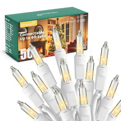 Minetom LED Clear Christmas String Lights, 50 Count 10 Feet LED Christmas Lights Bulb, Christmas Decorations Indoor, Christma Tree Lights for Indoor Outdoor Xmas Wedding Party Festival