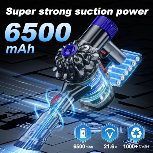 Image of 21.6V 6500mAh V6 Replacement Battery Compatible with Dyson V6 Animal V6 Absolute Motorhead VTC4 SV03 SV04 SV05 SV06 SV07 SV09 DC58 DC59 DC61 DC62 DC72 Vacuum Cleaner
