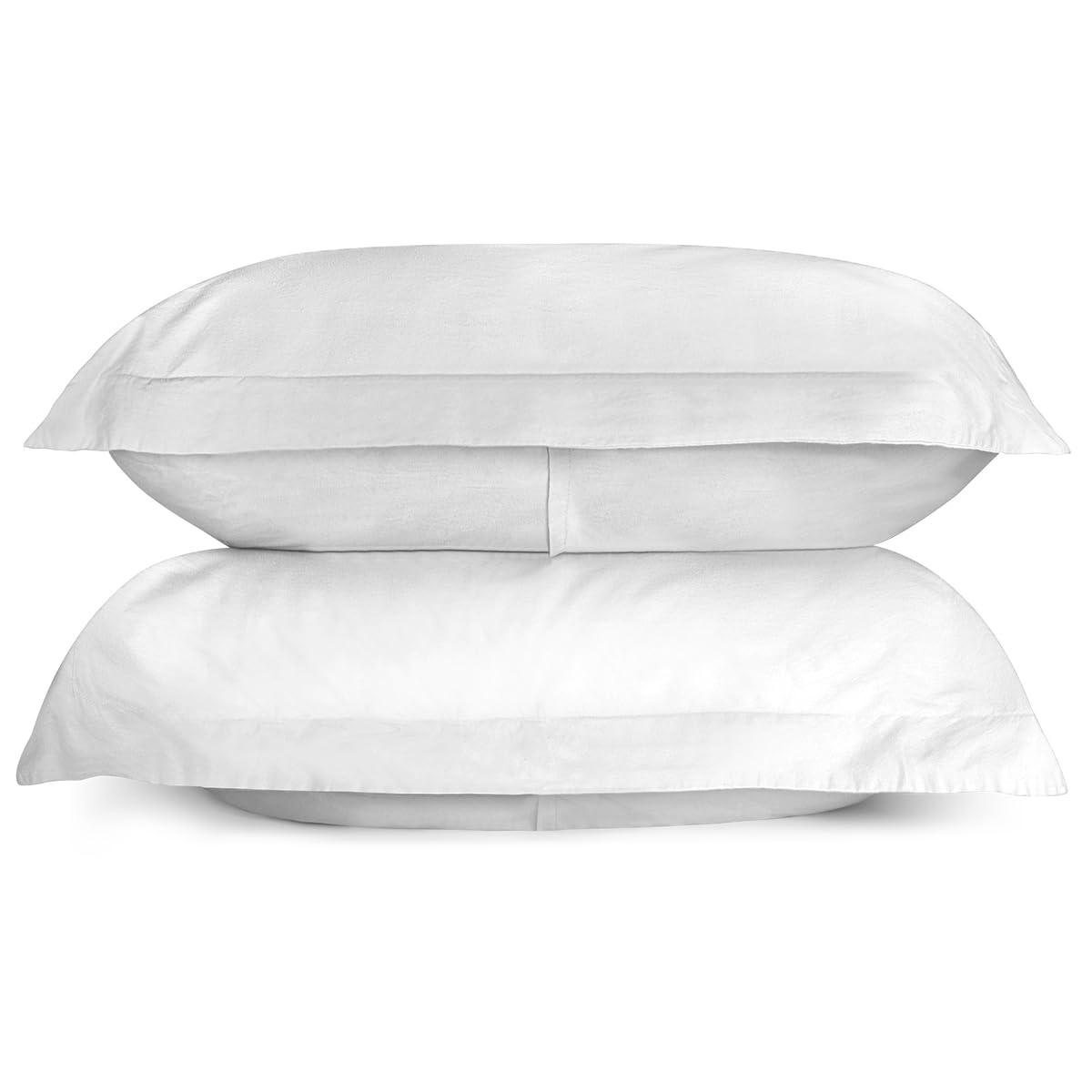 Bombacio Linens Sunset White Brushed Cotton Percale Set of 2 King Pillow Shams