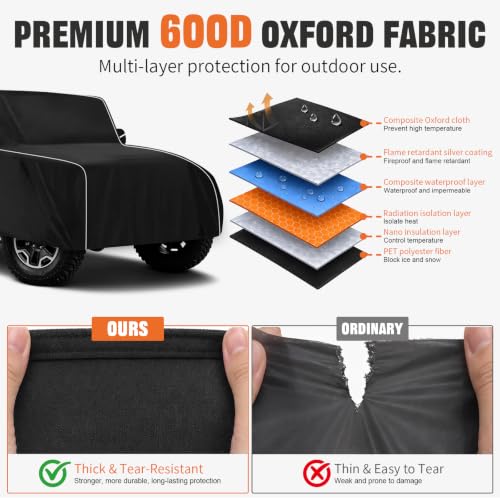 Image of 600D Waterproof car Cover Compatible with 2007-2025 Jeep Wrangler JK JL 4-Door, Outdoor Waterproof All-Weather car Cover, Sun Protection, Frost Protection, Snow Protection, with Door Zipper