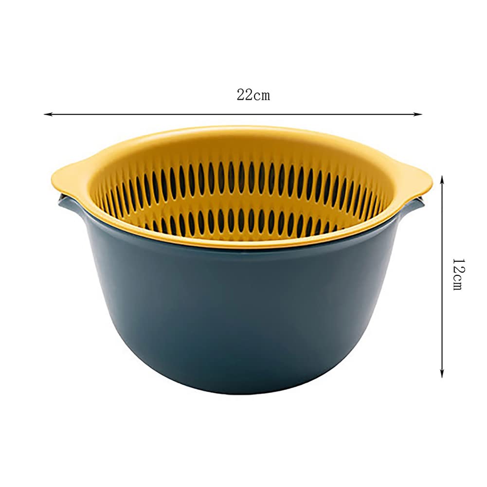 Youka Cestello di Scarico per Scolapasta da Cucina, Set di Ciotole per Scolapasta 2-in-1, Plastica PP Senza BPA Doppio Strato Staccabile per Lavare Verdure e Frutta
