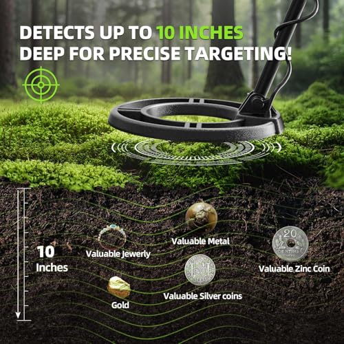Image of Metal Detector for Adults Professional, Waterproof Pinpoint, High Accuracy Gold and Silver Detection, Underwater and Beach Use, 10'' IP68 Coil, Bigger LCD, New Advanced DSP Chip, Black