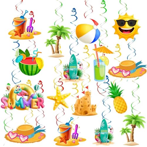 33pcs Summer Pool Party Hanging Swirls, Beach Hanging Decorations...