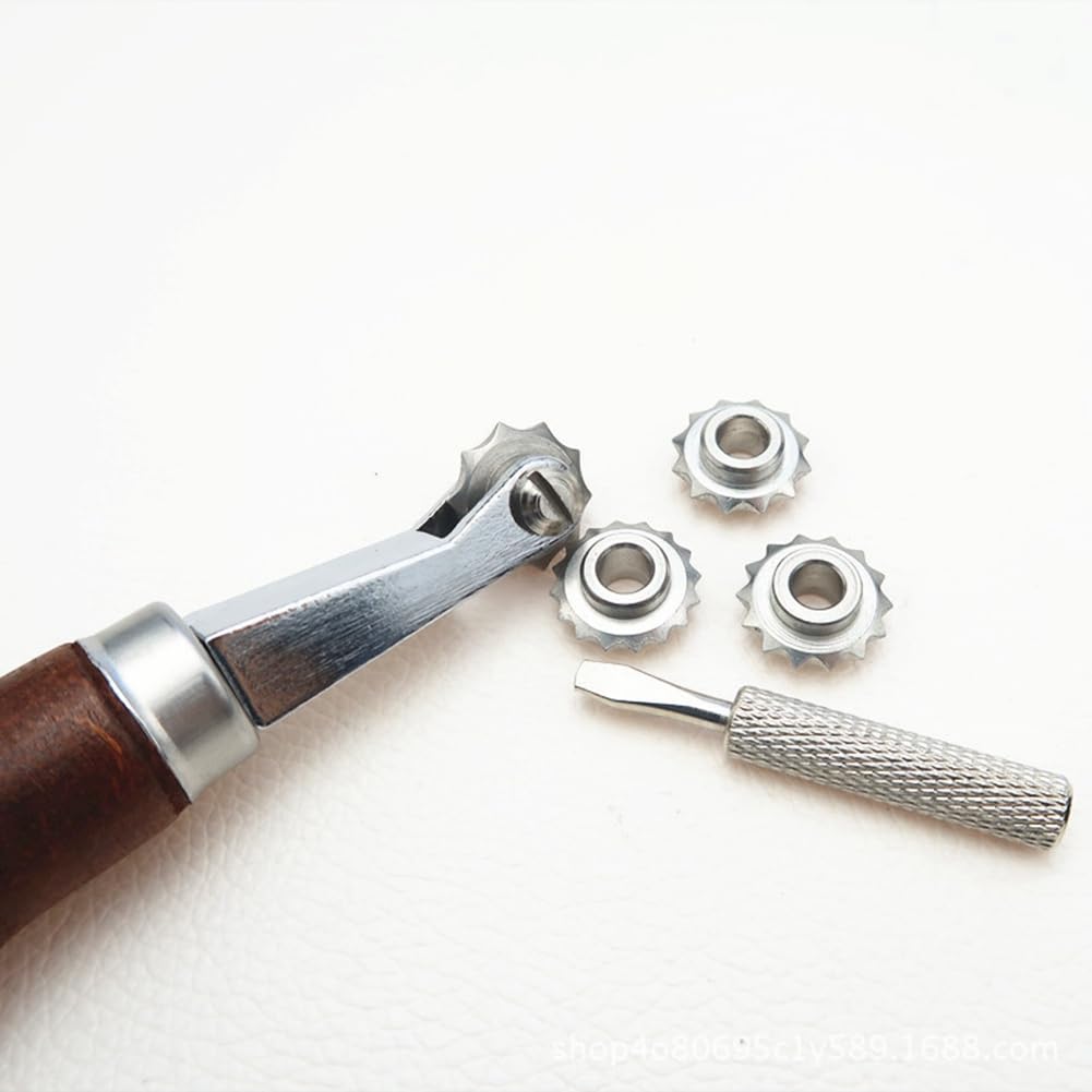 Abstandsrad-Set DIY Handgefertigte Lederwerkzeuge Ritzrad Pauspunkt Abstandsrad Lederstanzrad Silber &