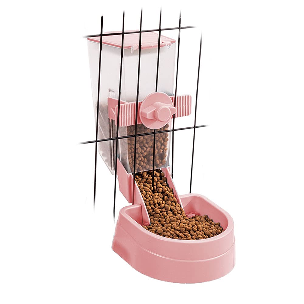 Oncpcare 1L Hanging Small Animal Feeder with Lid Rabbit Feed Box, Automatic Guinea Pig Food Feeder, Great for Rabbits, Ferrets, Cats, Birds and Other Small Animals