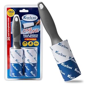 IPEA Cepillo Adhesivo Quitapelusas de 20 Metros Giratorio – 2 Rollos x 140 Hojas – Rodillo Adhesivo para Quitar el Pelo, Polvo, Pelo Animal de Ropa y decoración