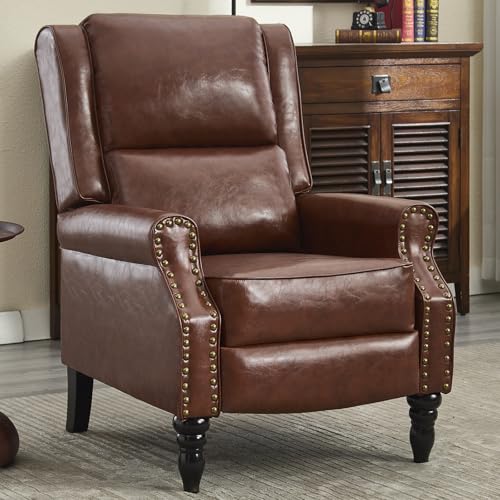 INZOY Push Back Recliner Chair Faux Leather, Pushback Reclining Chair