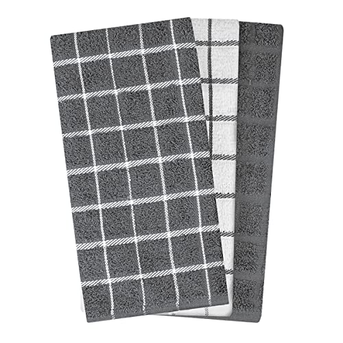 Ritz Premium Kitchen Towel Highly Absorbent, Super Soft, Long-Lasting, 100% Cotton Terry Dish Towels, Hand Towels, Tea Towels, Bar Towels, 3-Pack, 25"x15", Grey - Image 3