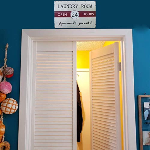 Pxiyou Iron & Fold Tin Sign Bundle Vintage Laundry Room Signs Rustic Wash Room,Bathroom Room Country Home Decor 2Pcs-8X12Inch #TOP7