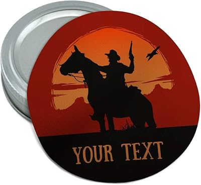 Personalized Custom 1 Line Cowboy on Horse with Sunset Round Rubber Non-Slip Jar Gripper Lid Opener