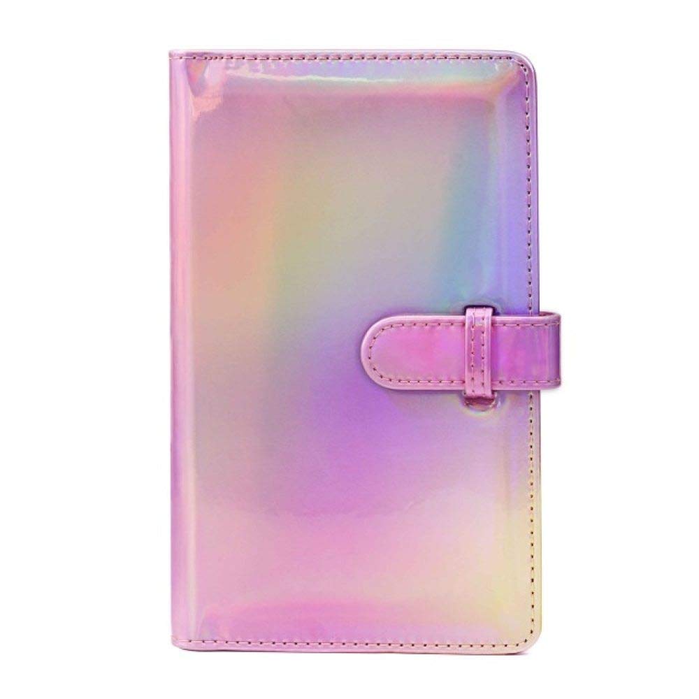 Estuche de cuero para álbum de fotos instantáneo de 96 bolsillos para Mini8 / 9 / 7s / 7C / 25/70/90 Mini álbum de fotos de película de 3 pulgadas, rosa brillante