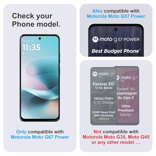Image of Military-Grade Gorilla Tempered Glass For Motorola G67 Power and Motorola G57 Power (6.7 Inch) With Installation Kit | Edge to Edge Coverage | Black