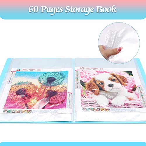 Zynery 2 Pack A3 Diamond Painting Storage Book, 60 Pages Art Portfolio Diamond Art Storage Large Art Folder - Suitable For 12X16 Inch Diamond Painting (Pink + Blue) #TOP4
