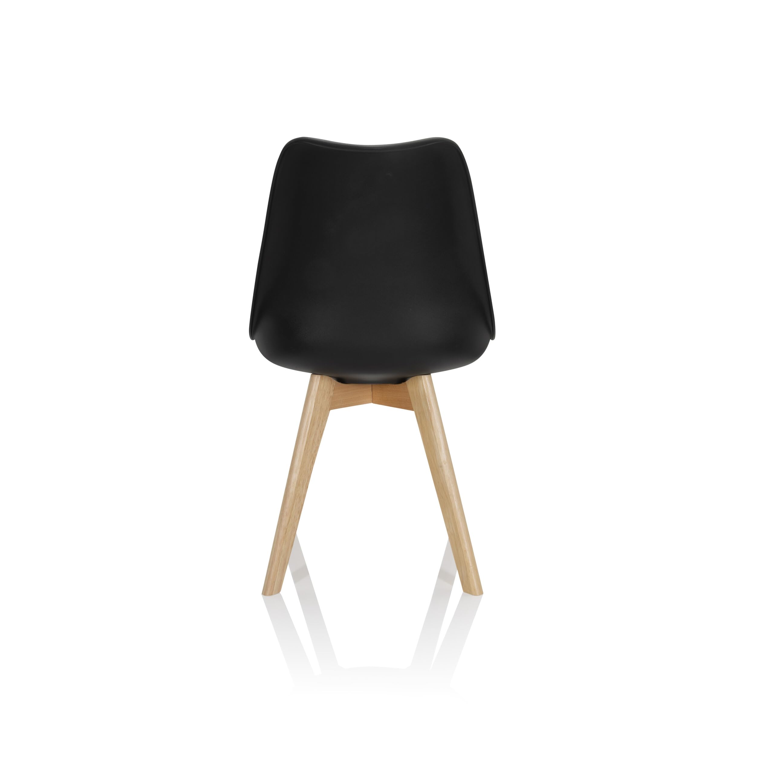 hjh OFFICE 4er Set Esszimmerstühle Scandi Massivholz Beine Buche, Stuhl Küchenstuhl gepolstert im Retro-Design, Kunststoff Schwarz 661011