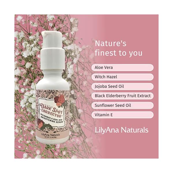 Dark-Spot-Corrector-by-LilyAna-Naturals-Dark-Spot-Remover-for-Face-with-Niacinamide-and-Kojic-Acid-Brighten-and-Reduce-Dark-Spots-1oz-1-Pack LilyAna Naturals Dark Spot Corrector - Dark Spot Remover for Face - Brightening Face Serum for Women and Men - Niacinamide and Licorice Root -1oz
