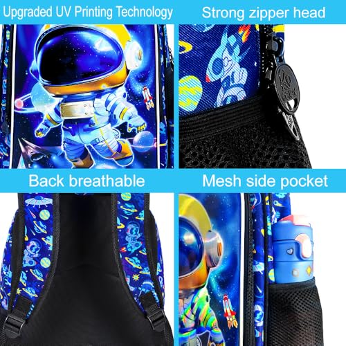 Image of CCJPX 3PCS Kids Backpack for Boys, 16 Inch Astronaut Water Resistant Preschool Bookbags, Cool Elementary Kindergarten School Backpacks and Lunch Box