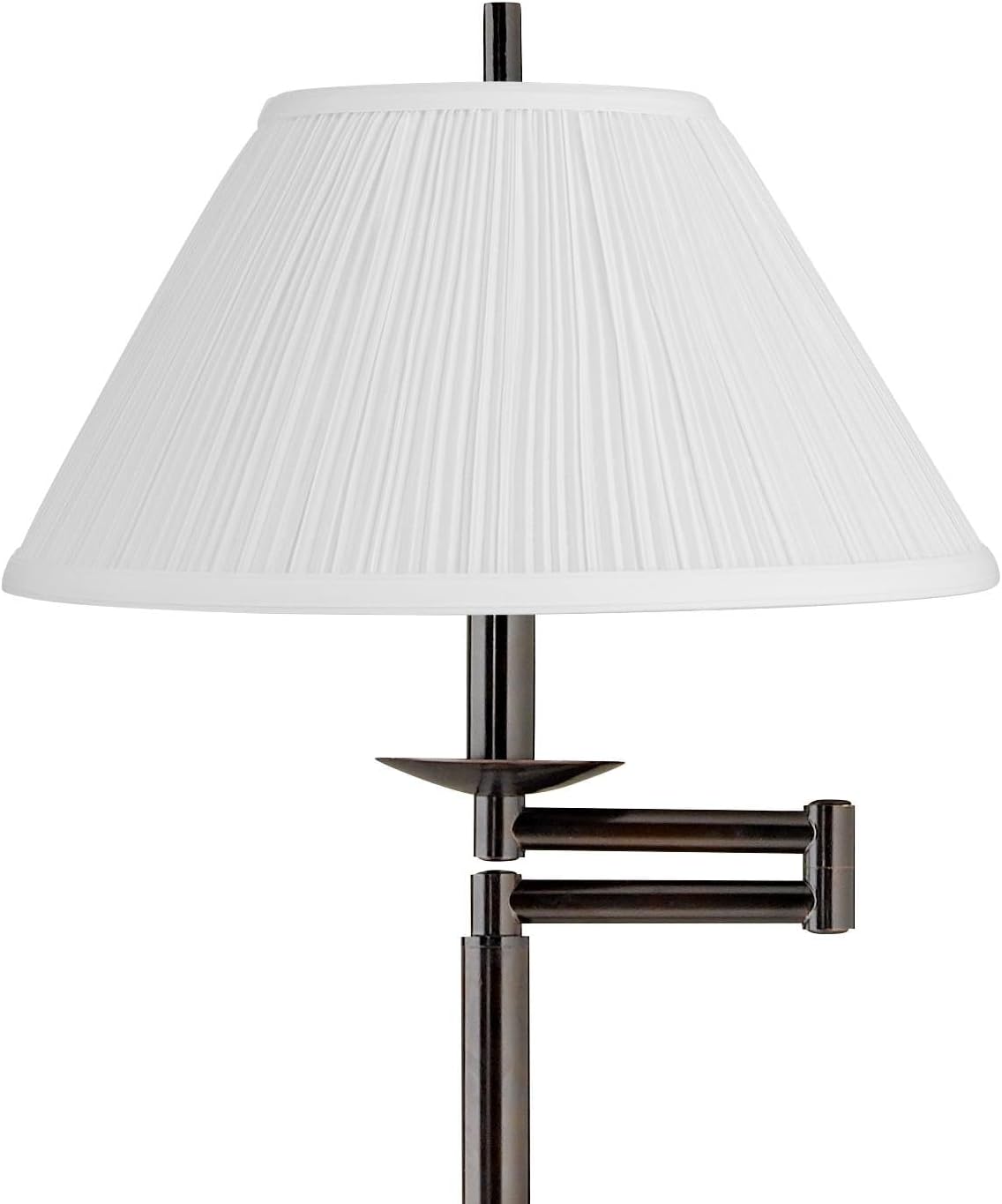 Regency Hill Gabrielle Modern 60 1/2" Tall Standing Floor Lamp Skinny Adjustable Swing Arm Pole Brown Metal Bronze Finish Living Room Bedroom House Reading Office Home Decor White Pleated Shade