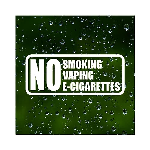 No smoking No vaping Sticker - No E-Cigarettes (2Pack) 7'x3' Decal Sign Car Vehicles Office Business Home Public Restroom no Vapes for Smoking Signs Stickers Easy to Apply Waterproof Adhesive (White)
