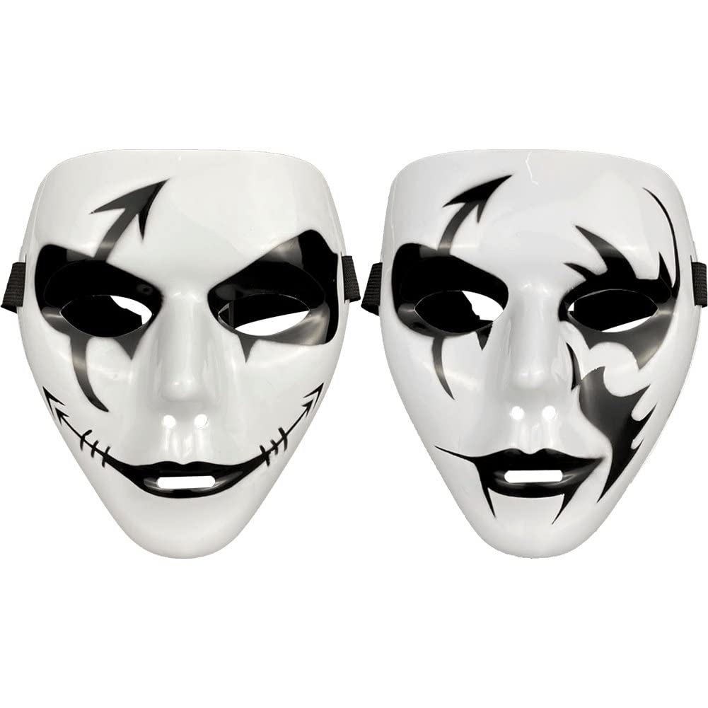 Stakee Style2 2Pcs Masquerade Masks Full Face Horror Mask Hip-Hop Scary Masks Halloween Face Mask Cosplay Costume Props