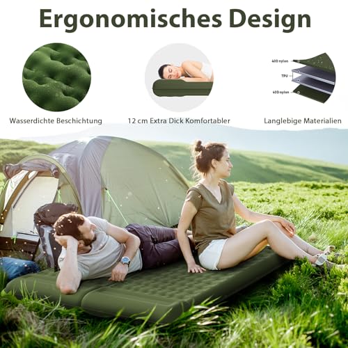 MAMBAKOTR Isomatte Selbstaufblasend Feldbett Luftmatratze Camping Matratze Campingbett Aufblasbare Zelt Camp Bett Isomatten Strandmatte… – Ansicht 4