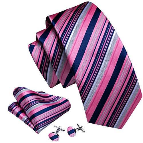Image of Barry.Wang Mens Tie Set Plaid Check Neckties Formal Business Wedding Luxury Pocket Square Cufflinks