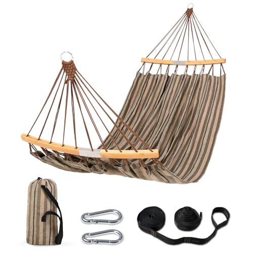 SUNCREAT-Hammocks-Double-Hammock-with-Curved-Spreader-Bar-Outdoor-Camping-Portable-Hammock-with-Carrying-Bag-Tree-Straps-for-Patio-Backyard-Balcony-Max-450lbs-Capacity-Brown