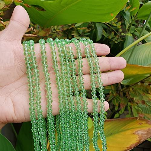 Image of 6mm Rondelle Peridot Glass Beads for Jewelry Making, 720pcs Faceted Briolette Crytal Spacer Beads for Bracelet Necklace Earring