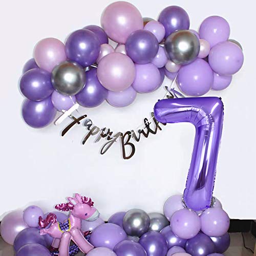 Image of TONIFUL 40 Inch Purple Large Numbers Balloon 0-9 Birthday Party Decor,Foil Mylar Big Number Balloon Digital 1 for Birthday Party,Wedding, Bridal Shower Engagement Photo Shoot, Anniversary