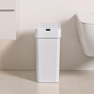 9L/2.4Gal Touchless Bathroom Trash Can, 0.2s Motion Sensor Auto-Close, IPX5 Waterproof Slim Design for Kitchen/Office, Silent & Space-Saving