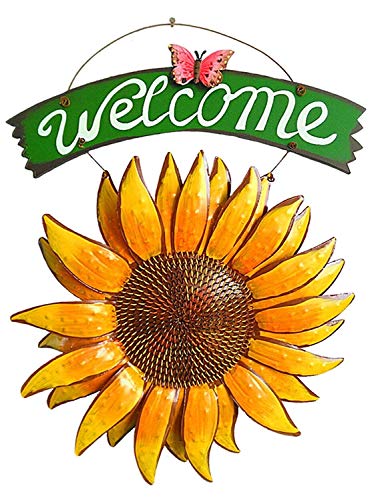 Metal Hanging Sunflower Welcome Sign Vintage Sunflower Butterfly Hanging Decor Outdoor Door Wreath Garden Indoor Wecome Decoration #TOP8