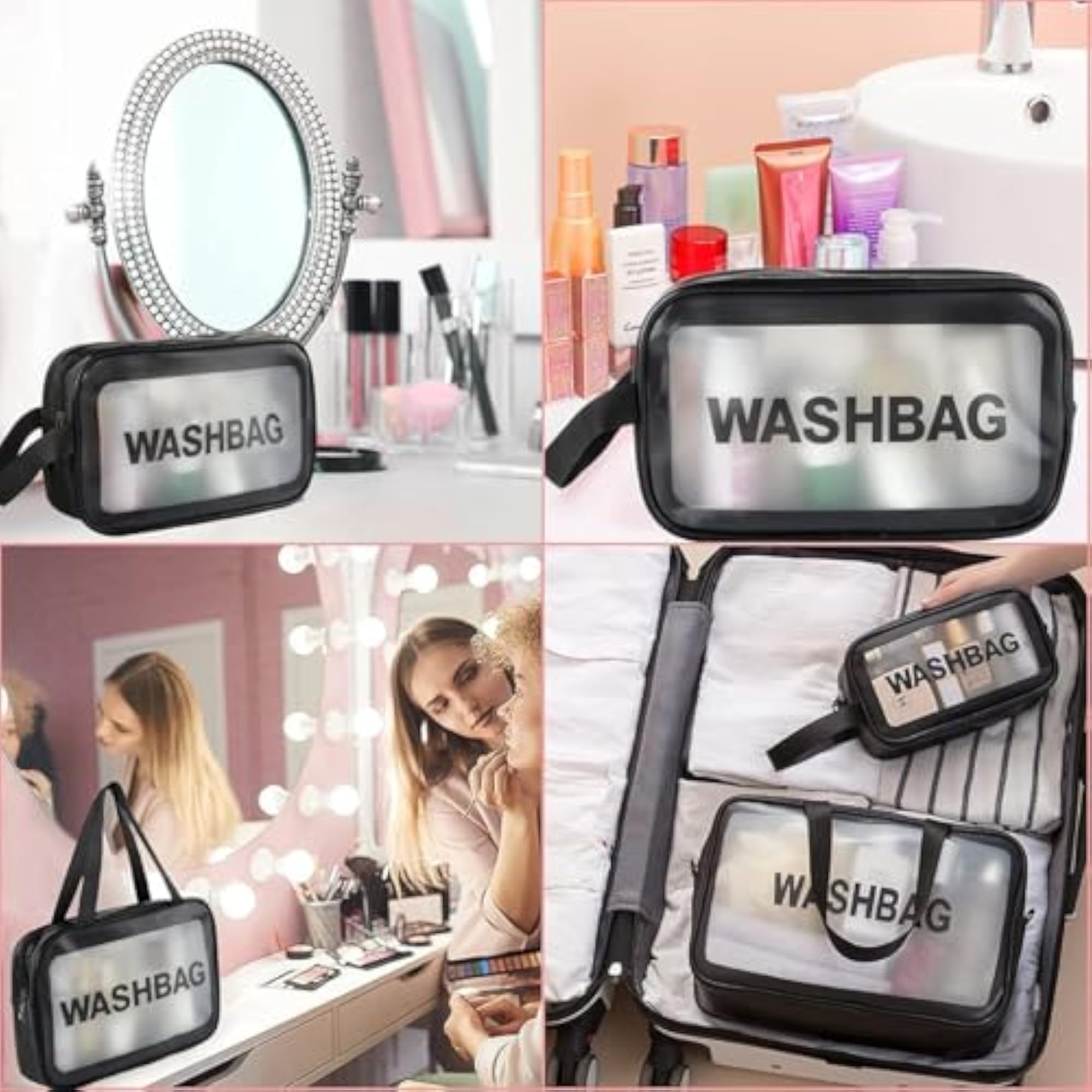 3pc Multipurpose Waterproof Cosmetic Bag Set for Travel