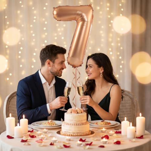 Image of YPSelected 32 Inch Large Foil Helium Number Balloon Birthday Wedding Party 0-9 (Orange, 7)