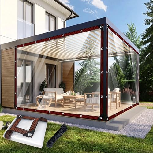 Lonas impermeables exterior terraza de 2x6.8m transparentes para proteger plantas 2