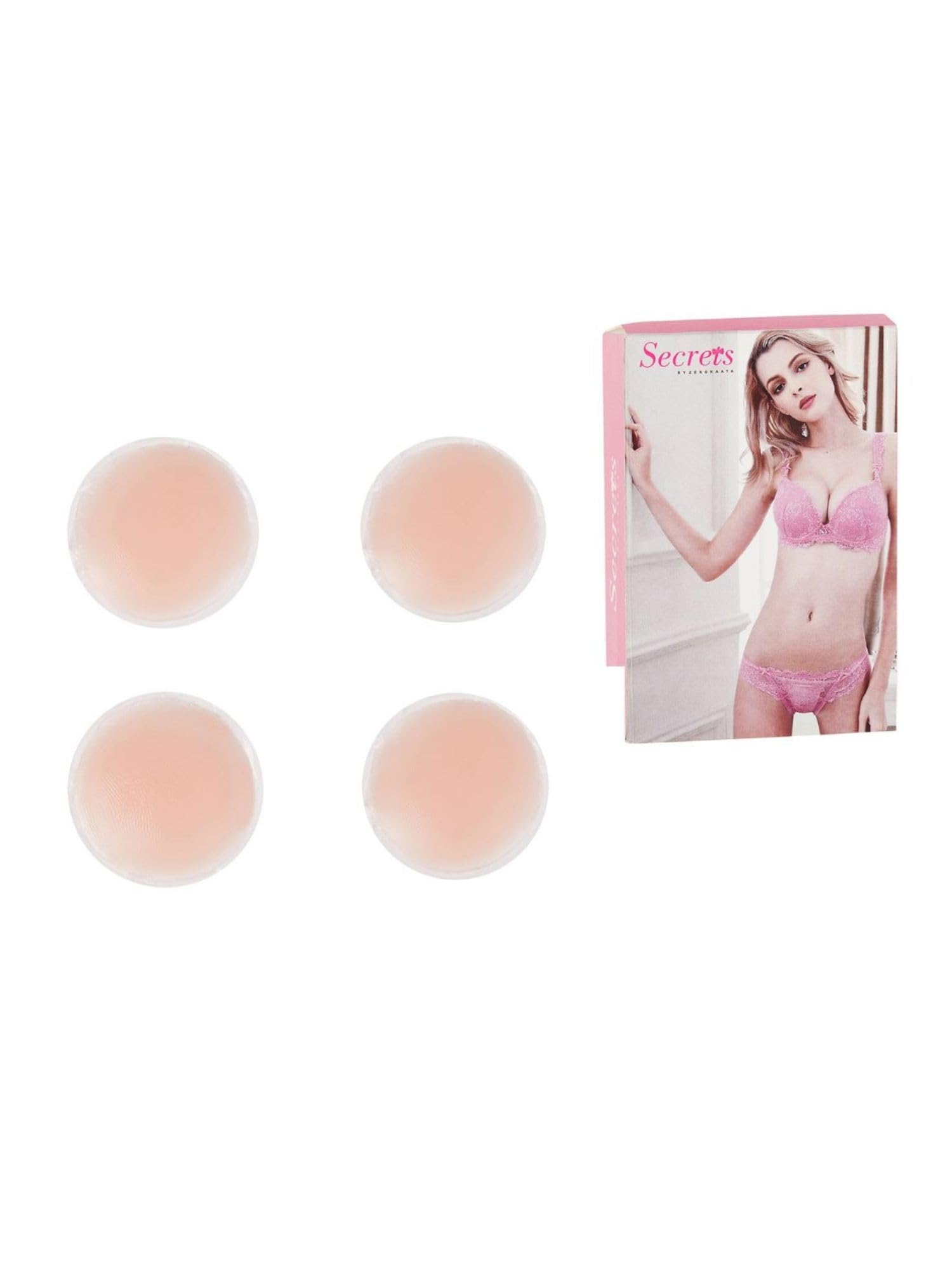 Pack of 4 Skin-Friendly Round Shaped Nipple Covers Reusable Adhesive Silicone Covers- SP02 Beige-image-25