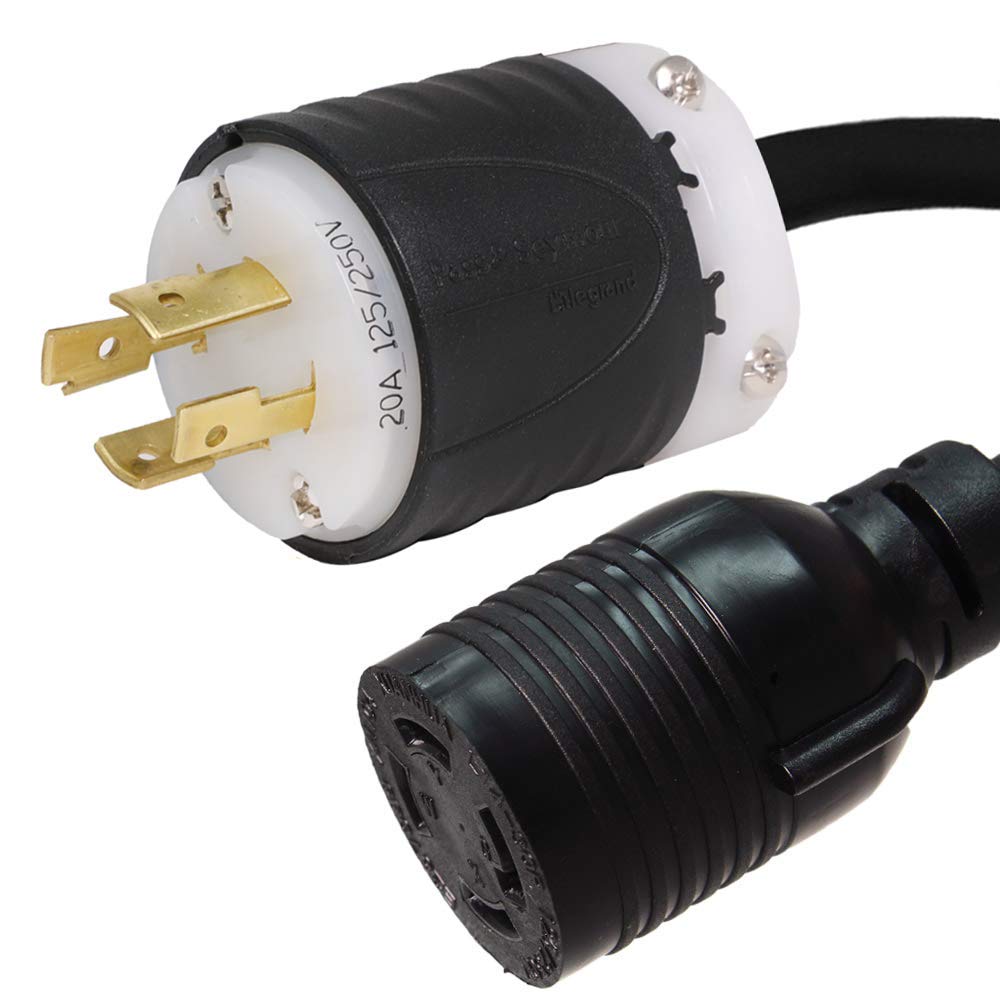 NEMA L14-20P to L14-30R Plug Adapter - 1 Foot, 20A, 125/250V