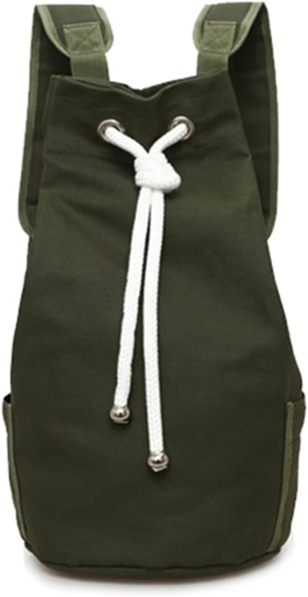GEMZIS Casual Men Canvas Large Capacity Barrel Backpack Simple Travel Rucksack Back Pack Backpack