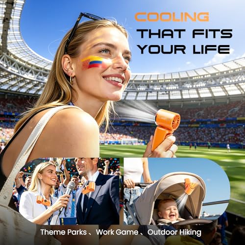 Image of Portable Clip-On Mini Fan Handheld Turbo Fan 3000mA 14500 RPM | 5-speed adjustable high-speed personal fan,Pocket Size USB Cooling Fan for makeup,Travel, Lash Tech & Office