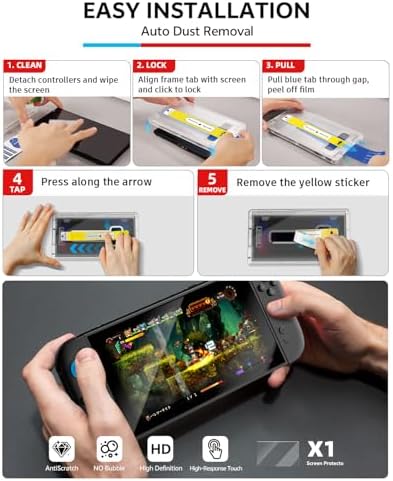 Pro Controllers Accessories Bundle for Nintendo Switch 2 18-in-1: Carrying Case, Screen Protector, Thumb Grip for Joycon, Dockable Console Protective Cover Shell, Steering Wheel, 2025 Switch2 Game Kit - 5