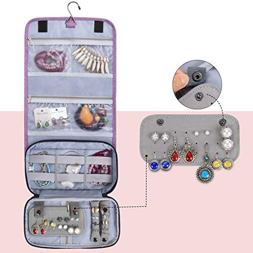 Teamoy Jewelry Roll Bag Travel Hanging Jewelry Organizers - Perfect For Business Trips, Purple (Accessories Not Included) #TOP3