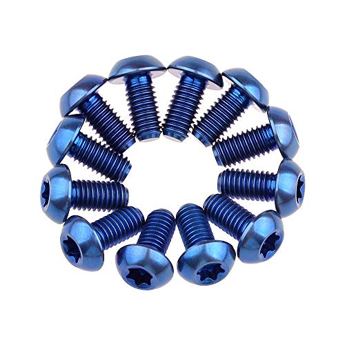 Image of 12Pcs Ti Titanium Bolts Torx M5x10 Bicycle Bike Disc Brake Cycle Rotor Screws Gr5 (Blue)