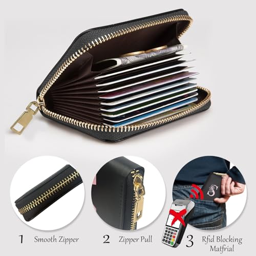 Zipper Wallet Women, Credit Card Holder, Small Accordion Card Cases Holder, RFID Blocking Wallet, Letter Business Card Cases (S)4