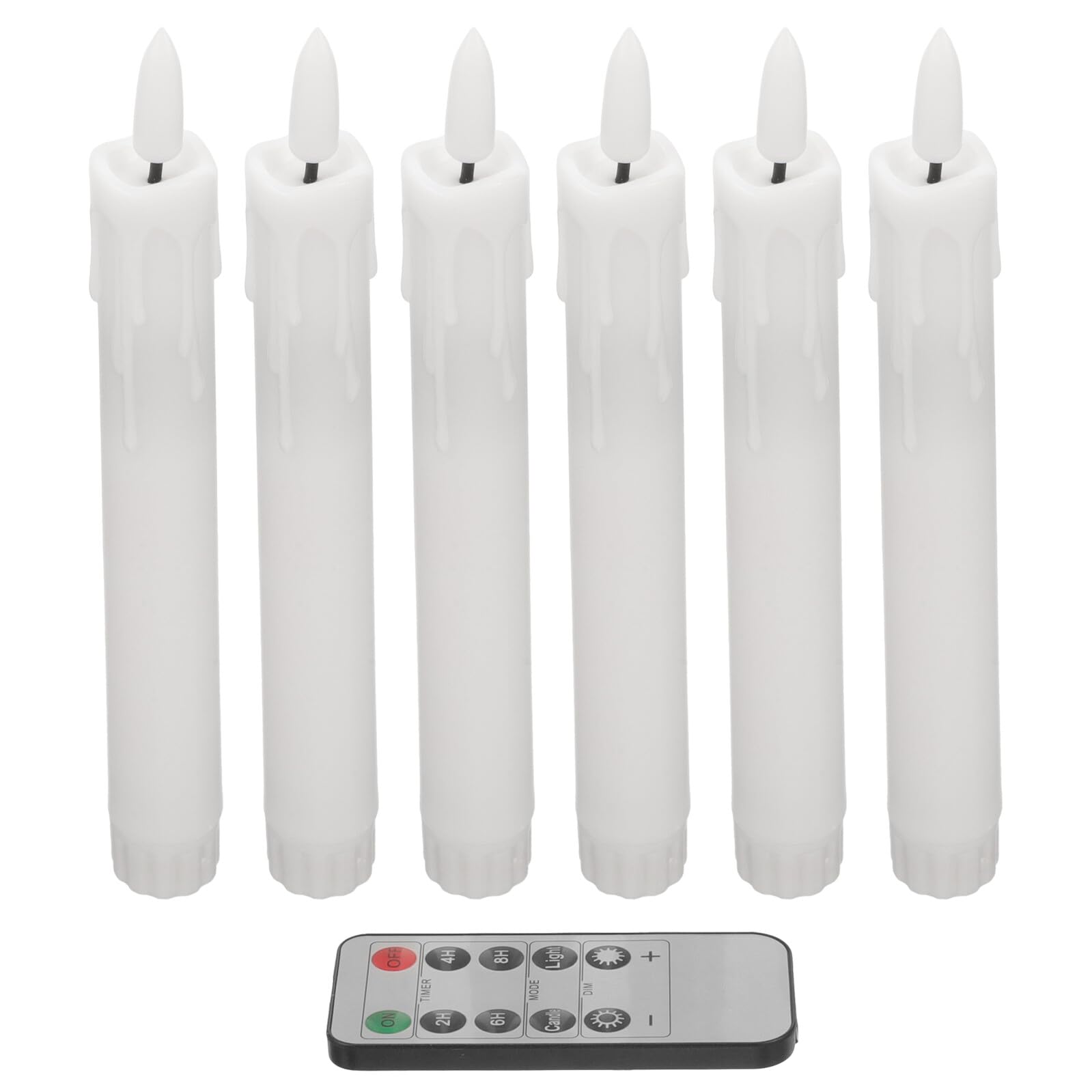 COLLBATH Velas Cónicas LED sin Llama a Pilas 7 Pulgadas Color Luz Amarilla Cálida Juego de 6 Unidades Mando a Distancia Decoración Segura para Interiores y Ventanas