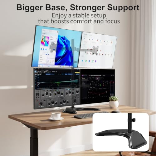 Image of WALI 4 Monitor Stand for 13-27 inch Computer Screens up to 17.6lbs,Adjustable Quad Monitor Mount, Free Standing 4 Monitor Mount Full Motion with Tilt, Rotation, VESA Mount 75 /100mm (MF004), Black